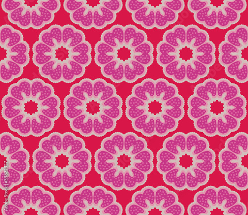 Seamless pattern with flowers with polkadots