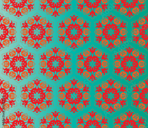 Oriental style seamless pattern with flowers