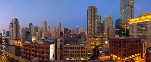 Chicago downtown at twilight.