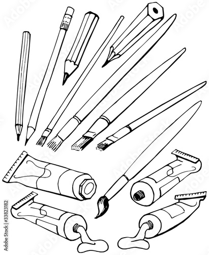 Painter's set - hand drawn illustrations converted to vectors