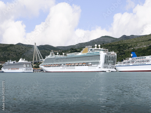 Cruise ships moored in harbour in Dubrovnic in Croatia © quasarphotos