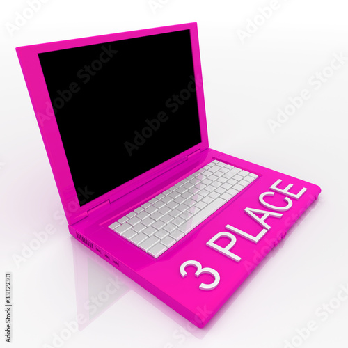 Laptop computer with word 3 place on it