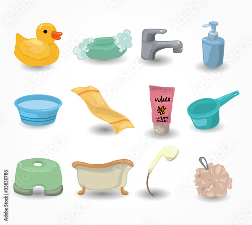 cartoon Bathroom Equipment icon set