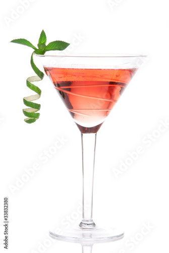 Wallpaper Mural Red alcohol cosmopolitan cocktail decorated with lime and mint Torontodigital.ca