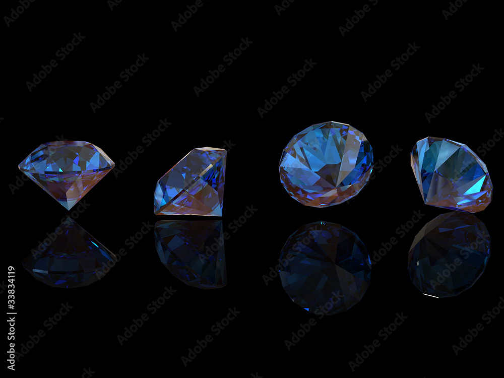 Round blue sapphire isolated . Gemstone Round blue sapphire isolated . Gemstone
