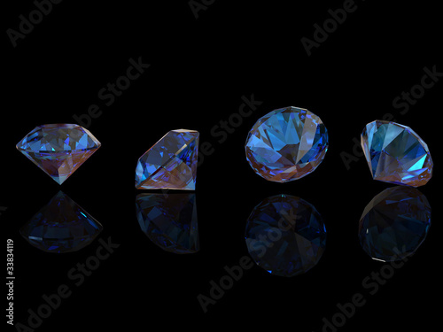 Round blue sapphire isolated . Gemstone