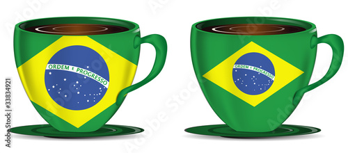 set of Brazil coffee cups isolated on white background