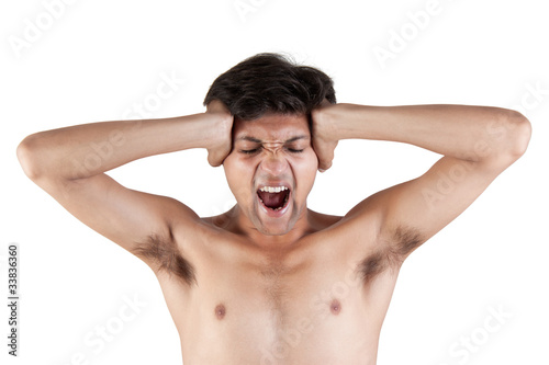 Angry Indian man screaming