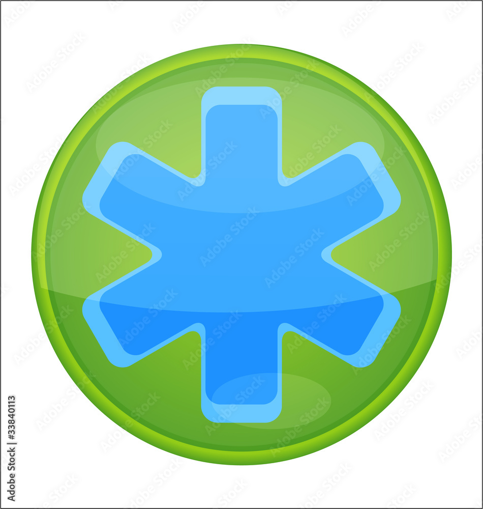 medic sign blue color on the green isolated
