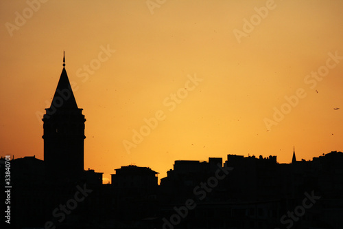 Silhouette of Istanbul at sunset © jahmaica