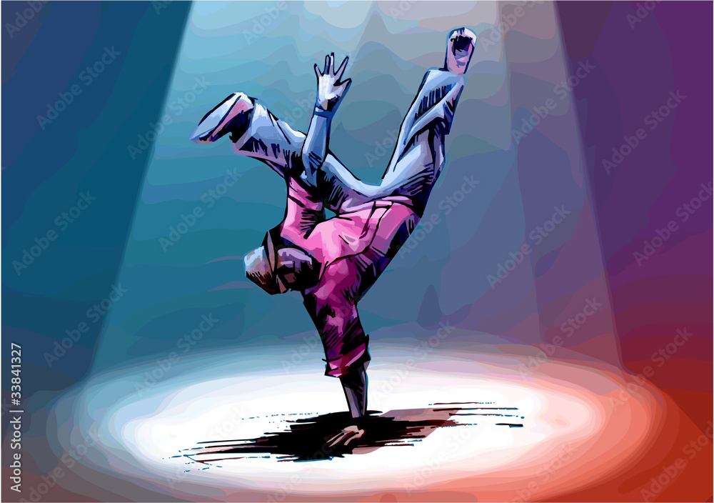Obraz premium Breakdancer is standing in a