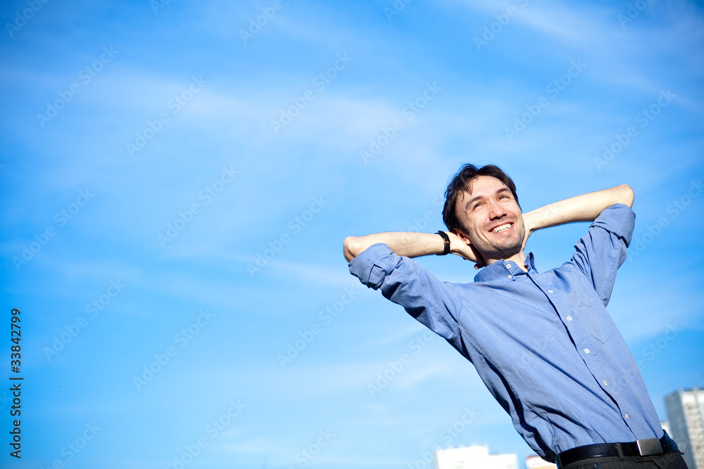 young business man in a blue shirt