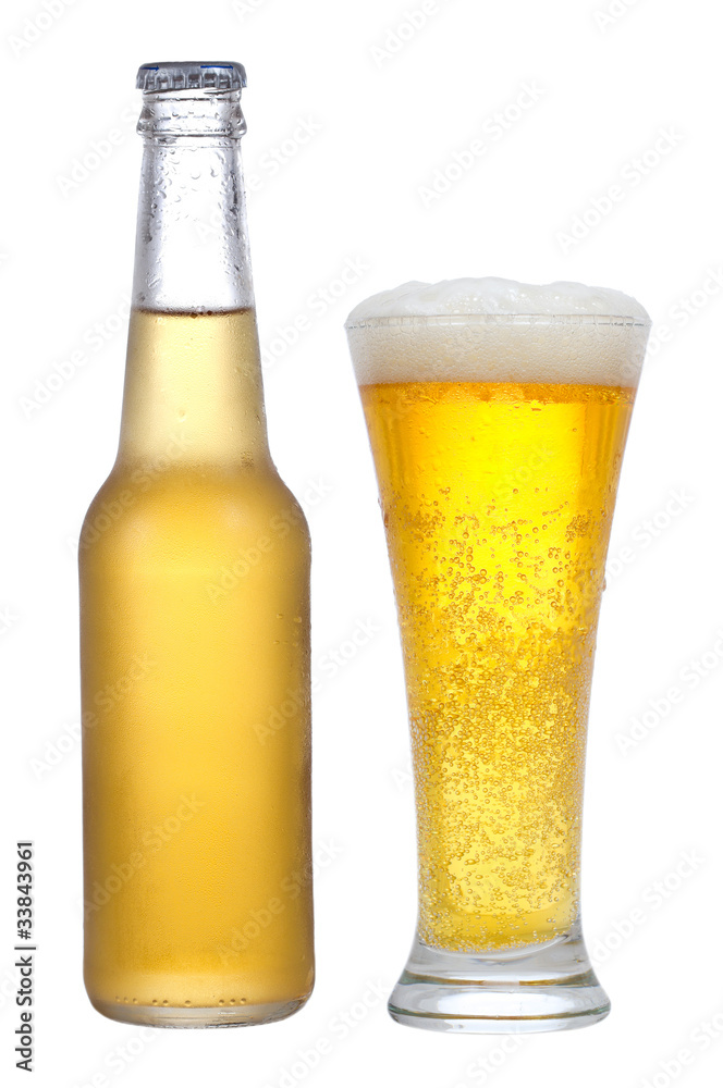 bottle and glass with beer