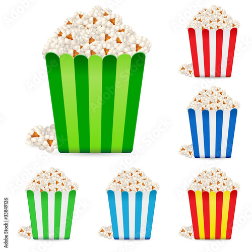 Popcorn in multi-colored striped packages