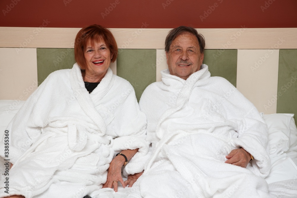 Happy mature couple at wellness hotel