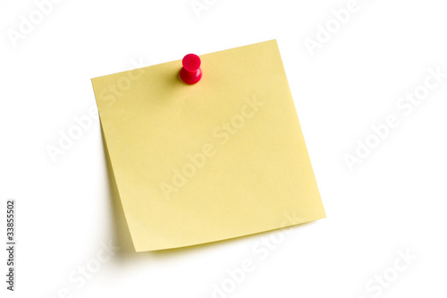 empty post note pinned on white background