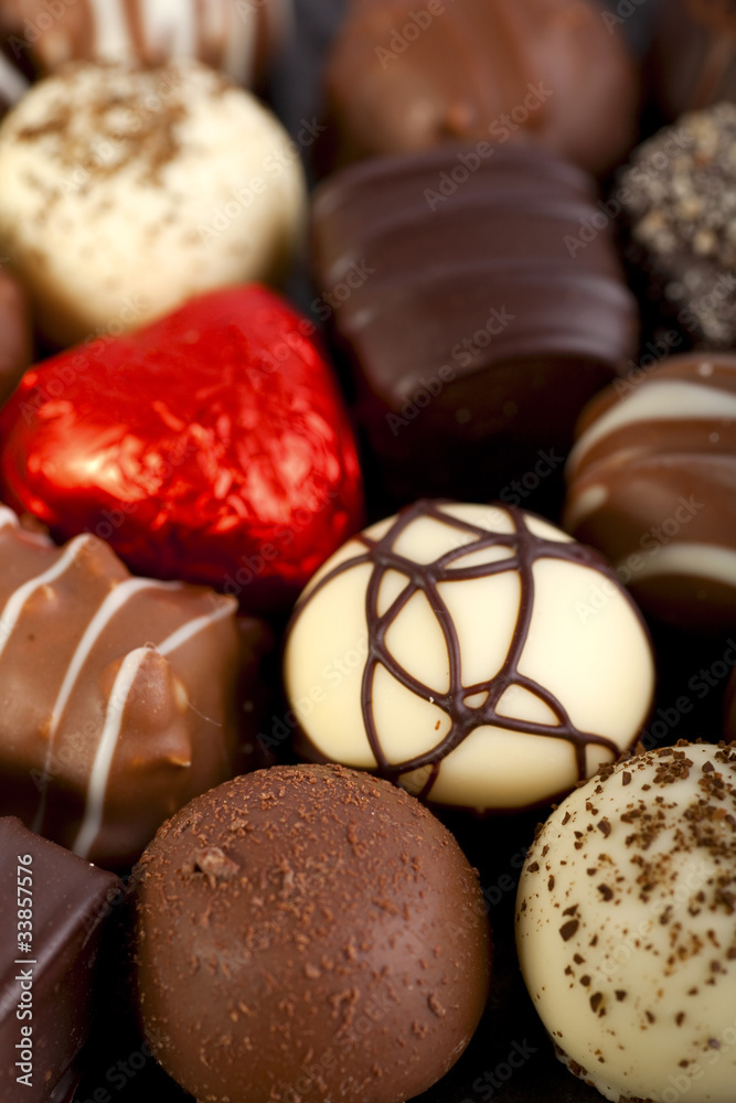Fototapeta premium A collection of mixed chocolates.