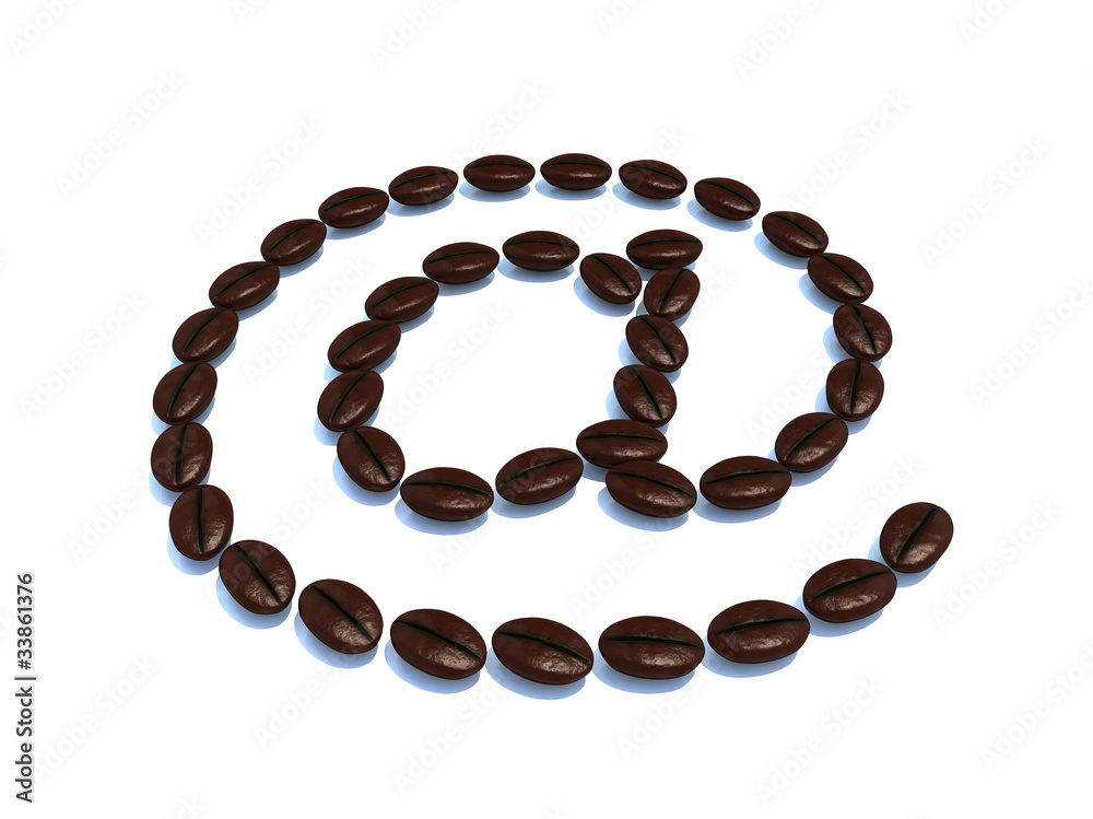 email symbol with coffee beans email symbol with coffee beans