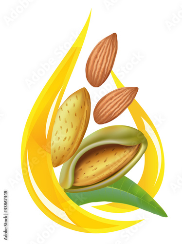 Almond oil. Stylized drop.