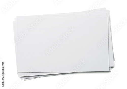 Blank white index card isolated on white photo