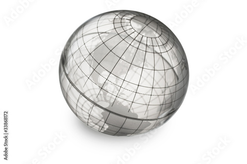 Globe showing North America on white background
