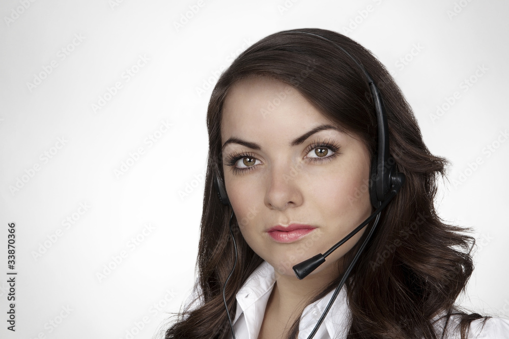 woman with headset woman with headset
