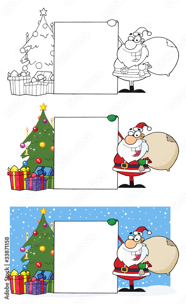 Naklejka premium Santa Claus With A Sack Of Gifts.Vector Collection