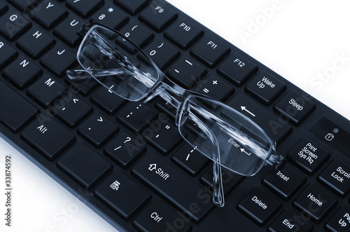 Computer keyboard and glasses