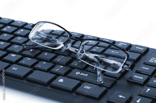Computer keyboard and glasses