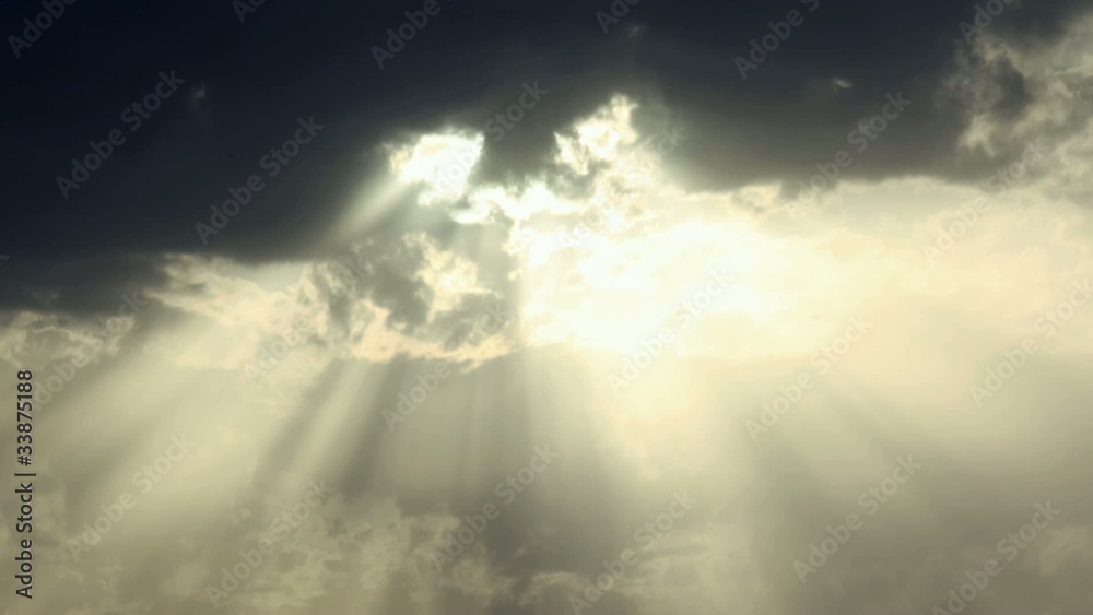 Sun rays breaking through the clouds