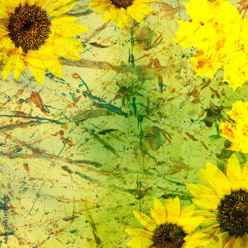 Autumn background with flowers