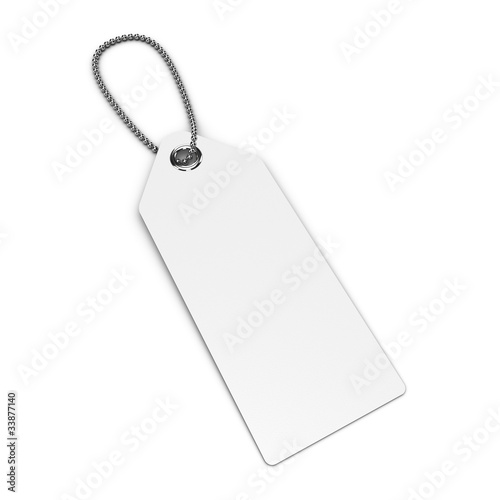 Blank white tag isolated on the white background