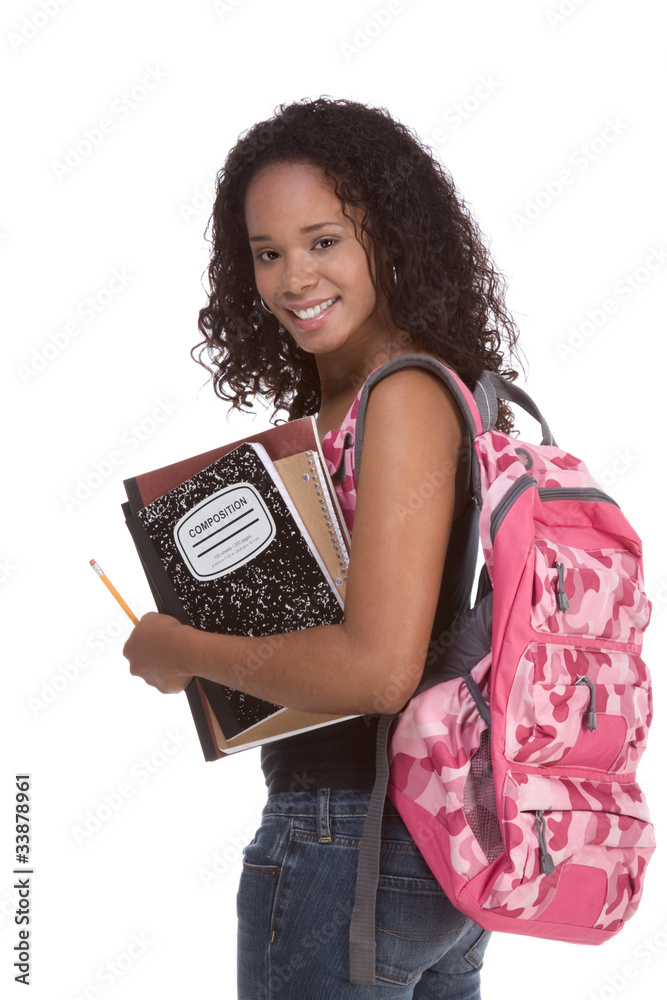 College student young African American woman College student young African American woman