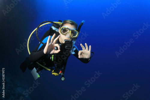 Young Woman Scuba Diver photo