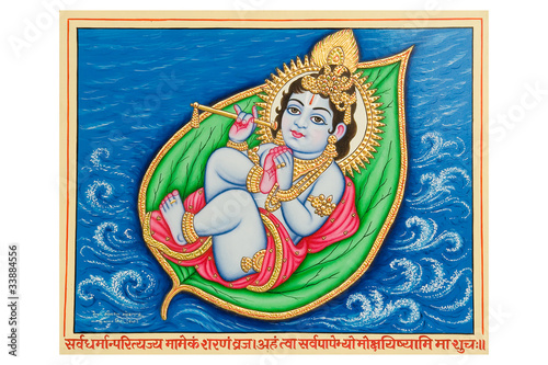Infant Krishna, watercolor painting  , Rajasthan, India