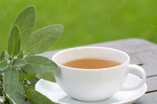 Sage tea served in the garden