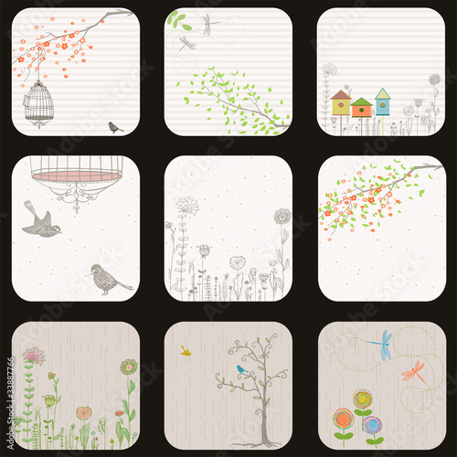 Set of nature themed labels, cards or tags.