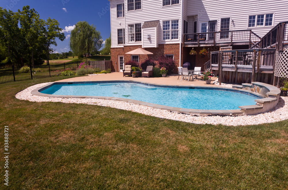 Backyard swimming pool and patio