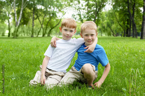 Portrait of two boys outdoors