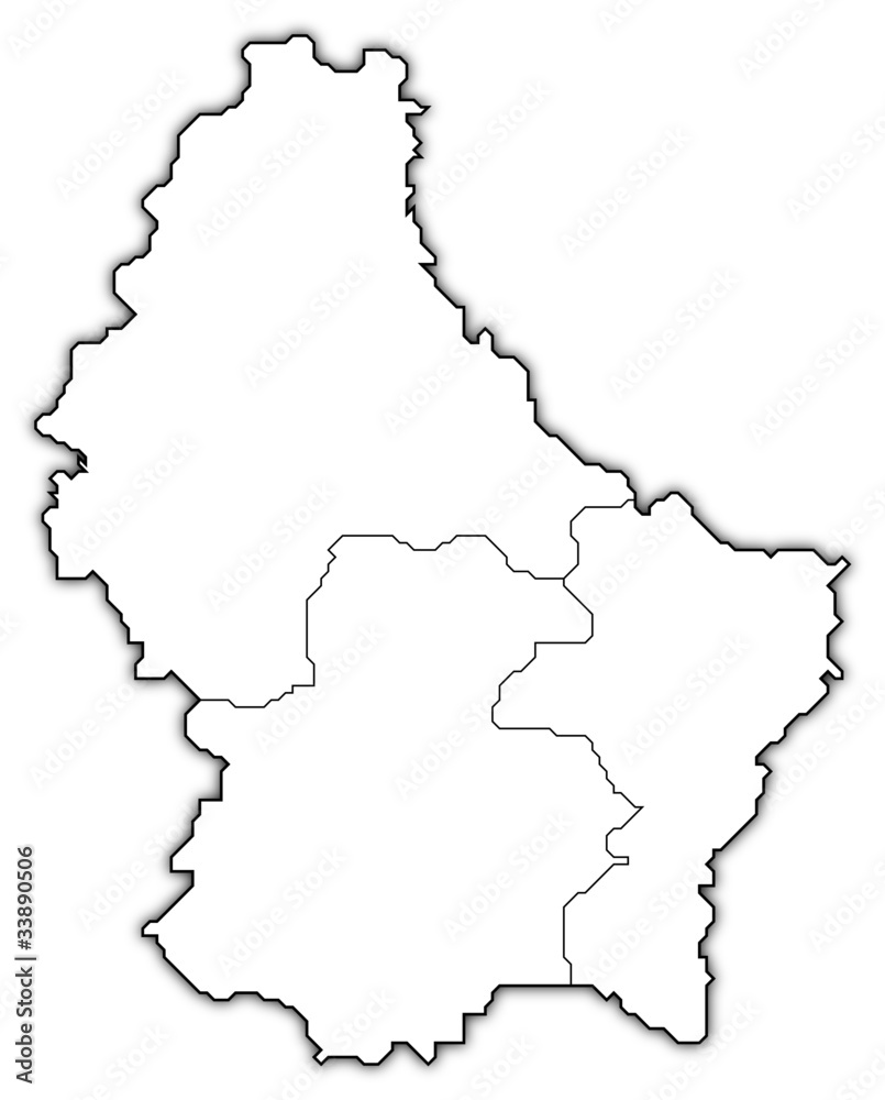 Political map of Luxembourg with the several Districts.