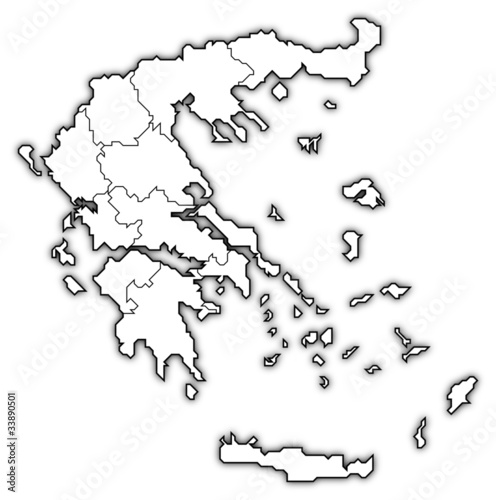 Political map of Greece with the several states.