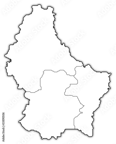 Political map of Luxembourg with the several Districts.