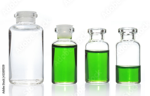 collection of Glass bottle isolated on white
