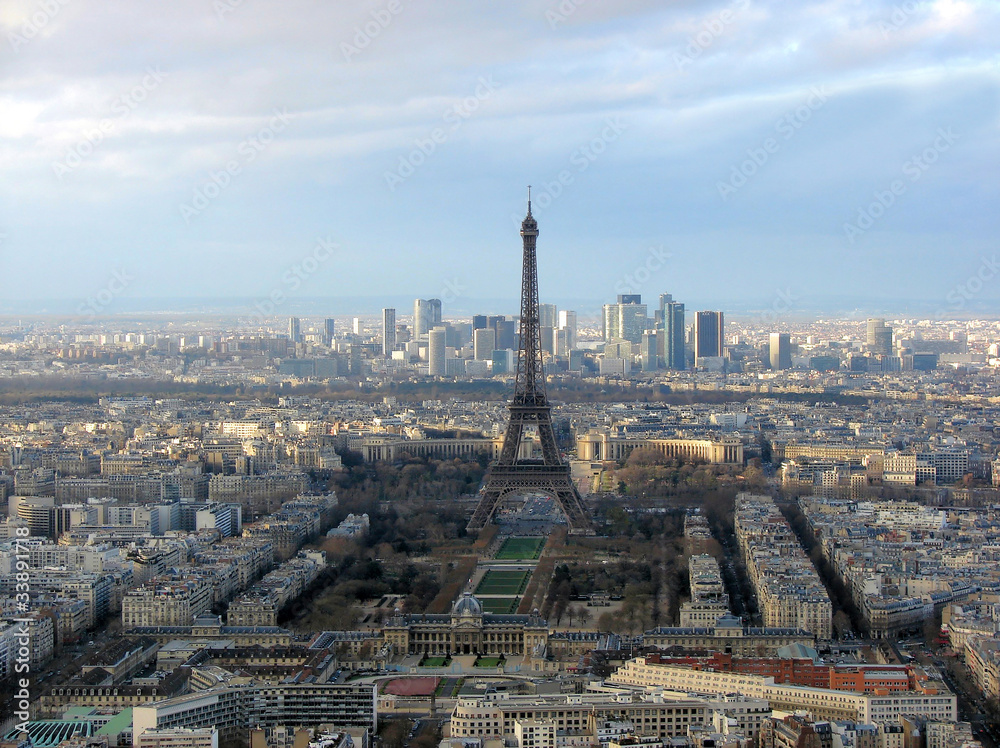 panorama of paris with a tower eiffel