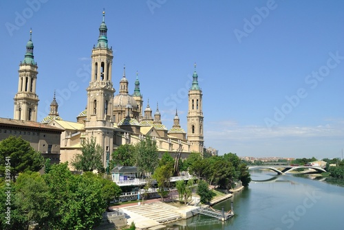 Catedral del Pilar de  Zaragoza junto al rio Ebro photo