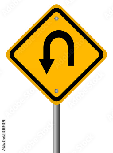 Turn back warning sign, vector illustration photo