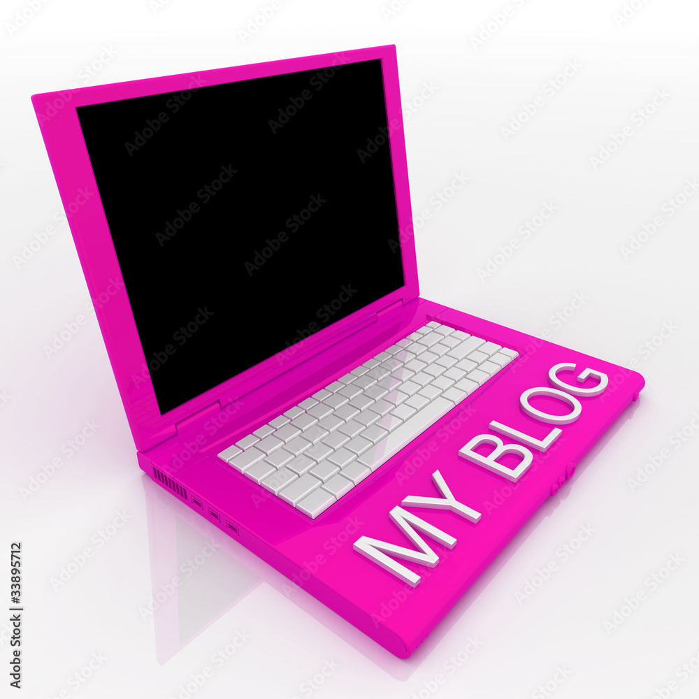 laptop computer with word my blog on it laptop computer with word my blog on it
