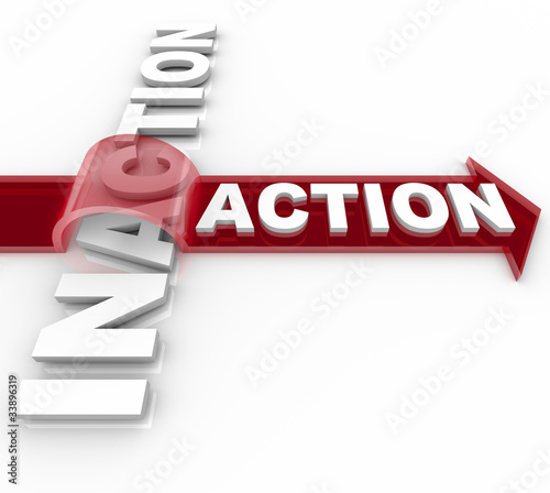 Bilde på lerret Action Beats Inaction - Arrow Jumps Over for Victory