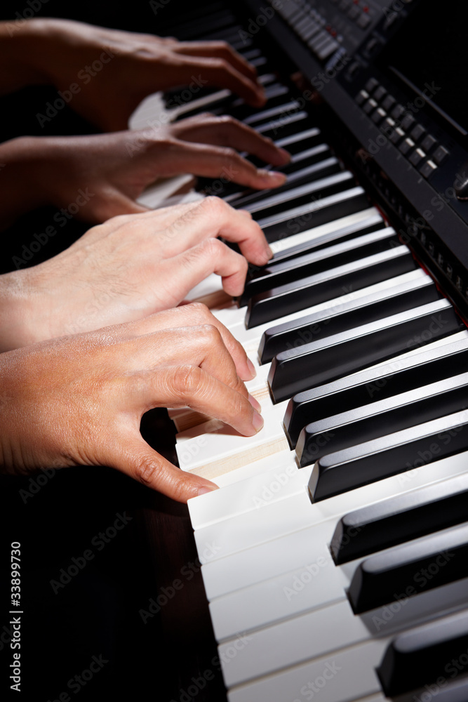 Playing digital hybrid piano Playing digital hybrid piano