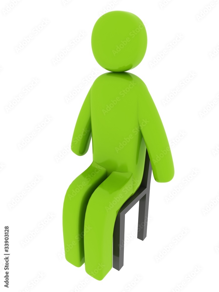 Green man sitting on the chair - Social Themes Green man sitting on the chair - Social Themes